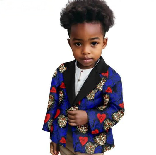 Print One Button Ankara Patchwork Jackets Coat Kids Outfits