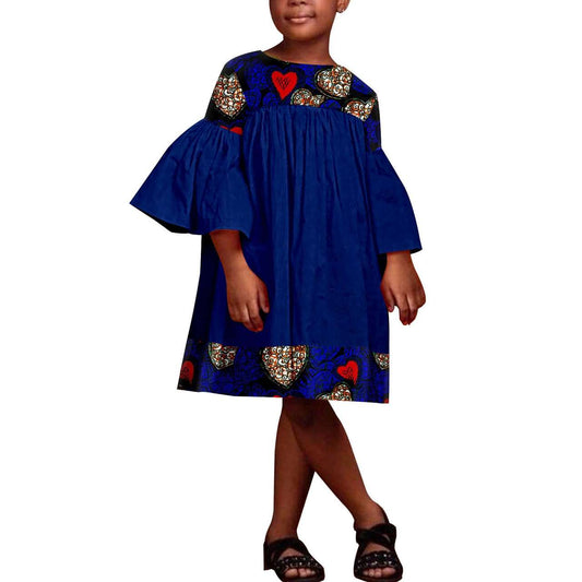 African Ankara Print Patchwork Dress for Girls Dashiki Outfits