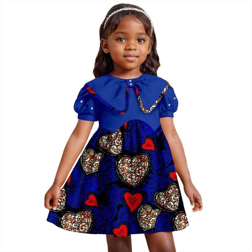 Print Dresses for Girl Ankara Embroidered Flared Dress