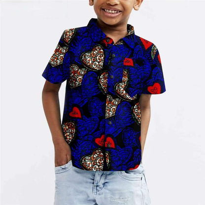 Boys Outfits Summer Casual Cotton Ankara Print Top Shirt Outerwear