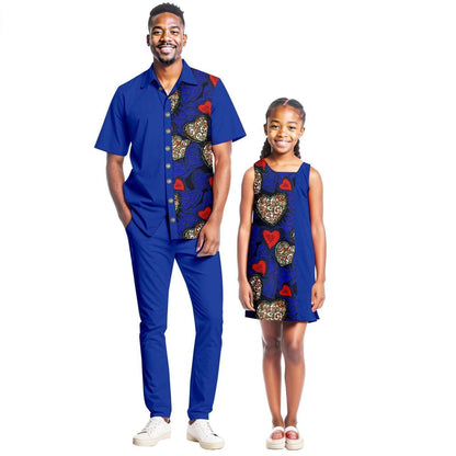 Men Ankara Outfits Matching Girls Print Dresses Family Clothes