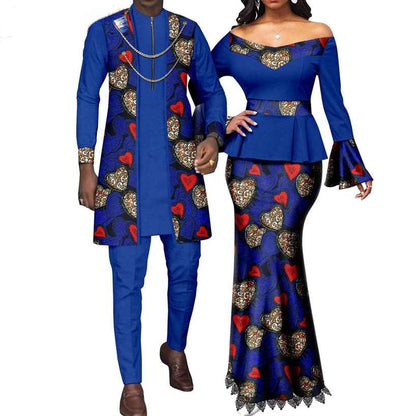 African Couple Clothes for Women Print Top Sets Match Men sets