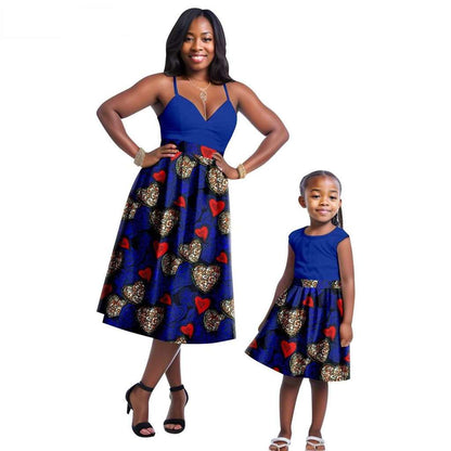 Print Dresses for Mother and Daughter Outfits Patchwork Dresses