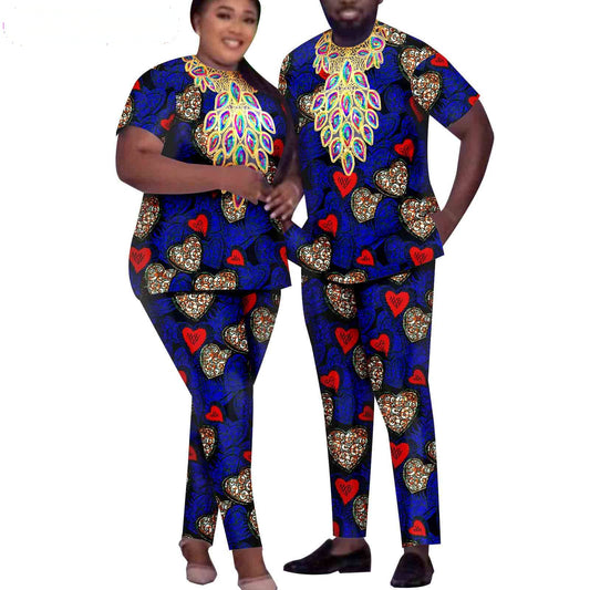 African Men Suits Patchwork Print Sets Match Women Outerwear