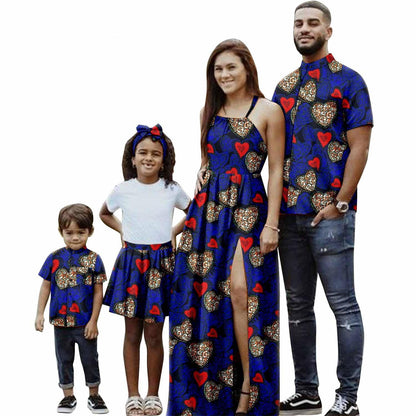 Family Clothes African Print Dresses Summer Outfits Men Shirt FM008-1