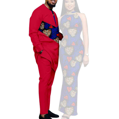 Couple African Dresses Women Matching Print Men's Sets CC031-1