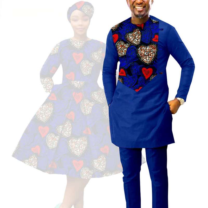 Couple Clothes African Print Dresses Match Outfits Men Sets