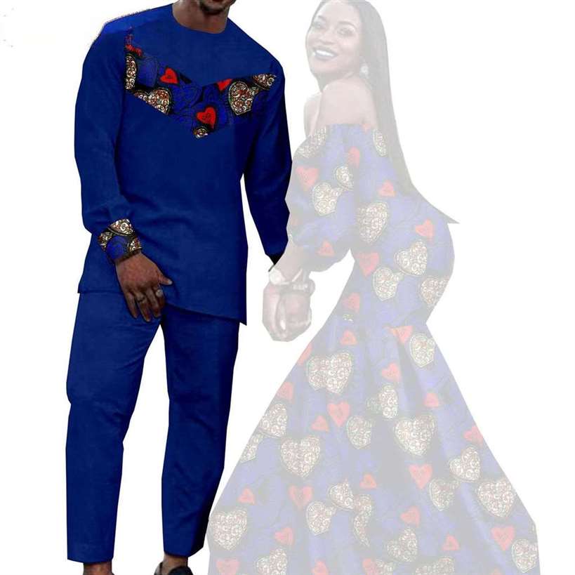 Couples African Dresses Women Print Long Match Men Sets CC005-1