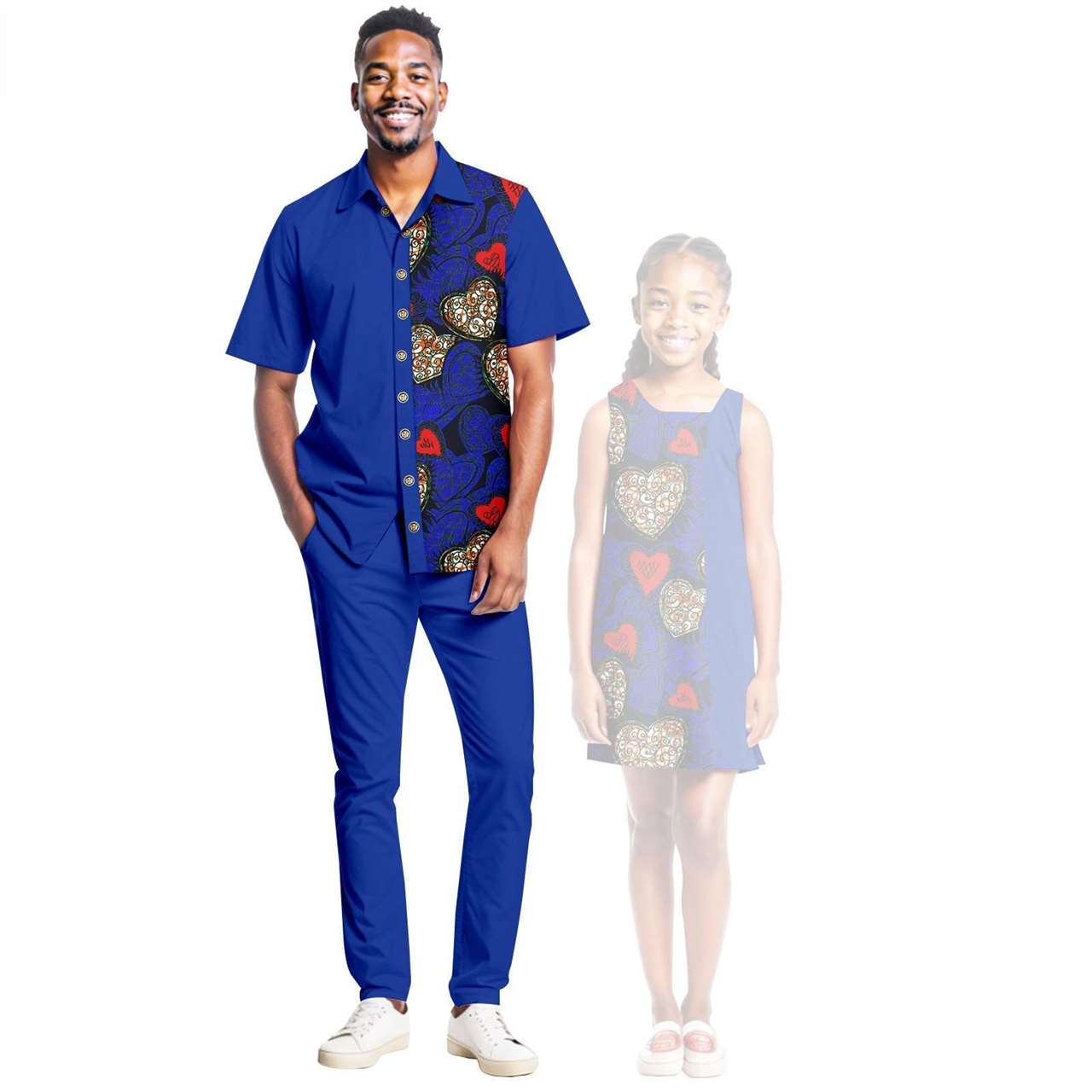 Men Ankara Outfits Matching Girls Print Dresses Family Clothes