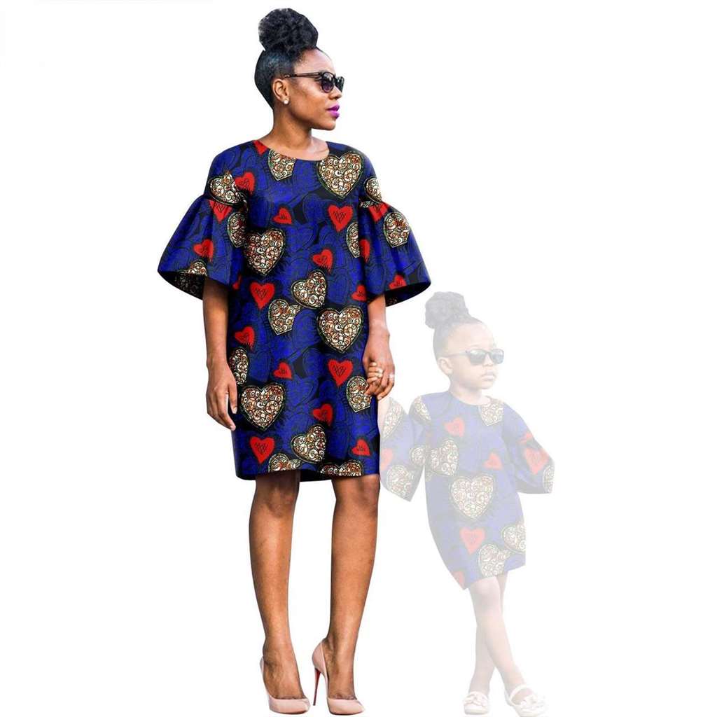 African Print Dresses for Women and Girls Sleeve Vestidos FM020-1