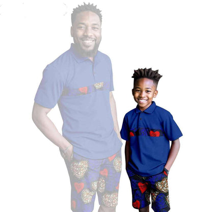 African Clothes Father and Son Print Shirt and Short Pant Sets FM001