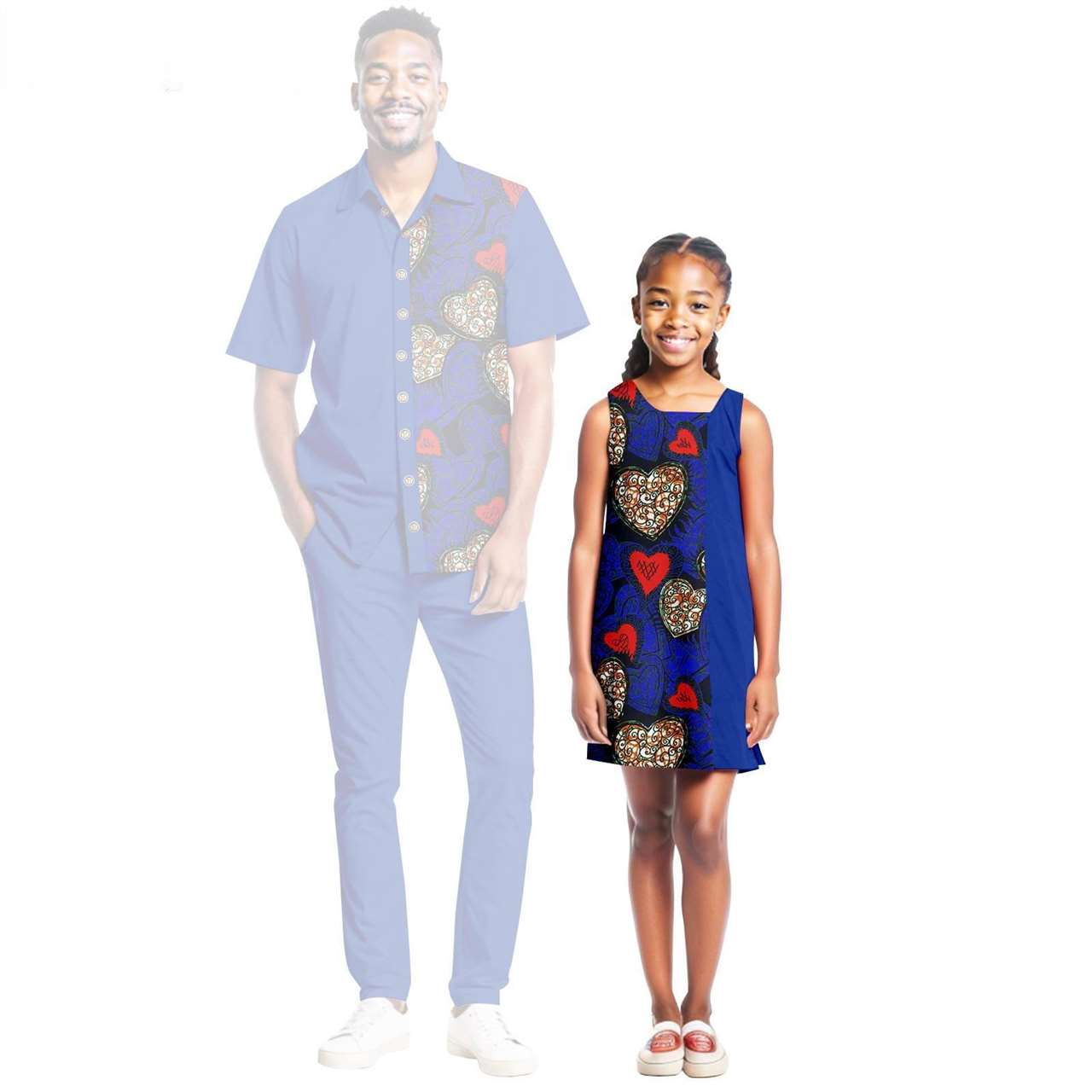 Men Ankara Outfits Matching Girls Print Dresses Family Clothes