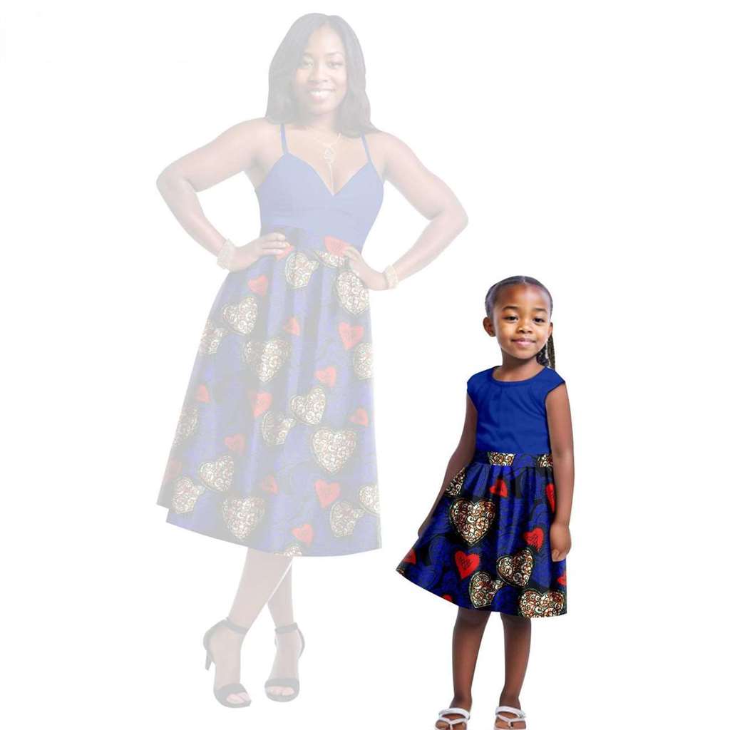 Print Dresses for Mother and Daughter Outfits Patchwork Dresses