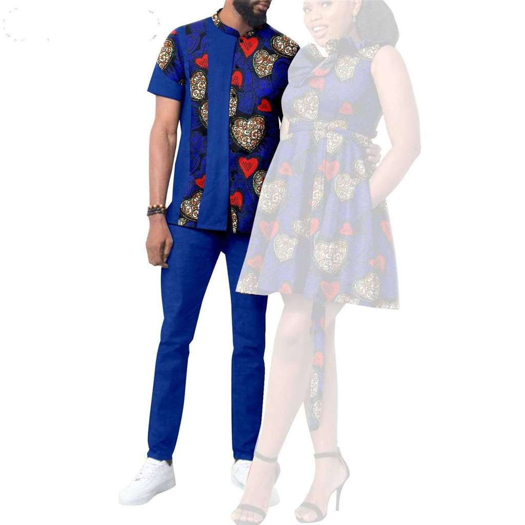 African Print Dresses for Women Couple Clothes Men Outfits