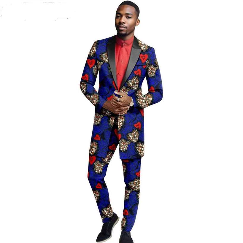 African Women Print Long Dresses Match Men Suit Sets