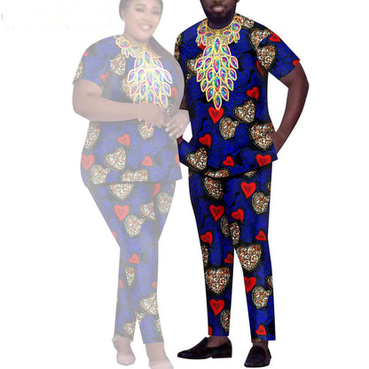 African Men Suits Patchwork Print Sets Match Women Outerwear