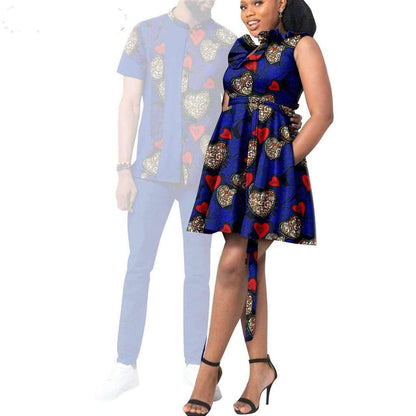 African Print Dresses for Women Couple Clothes Men Outfits