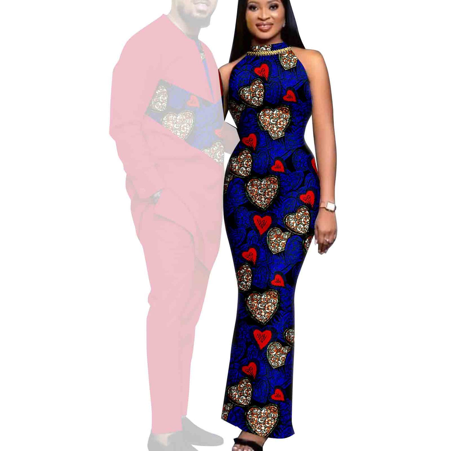 Couple African Dresses Women Matching Print Men's Sets CC031-1