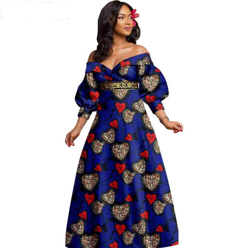 African Women Print Long Dresses Match Men Suit Sets