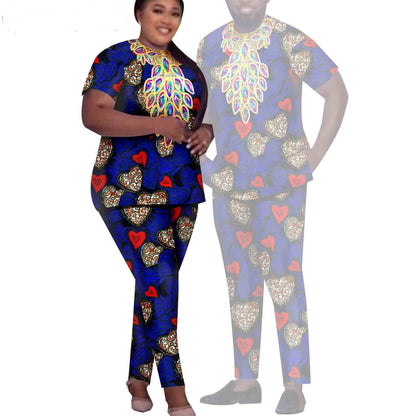 African Men Suits Patchwork Print Sets Match Women Outerwear