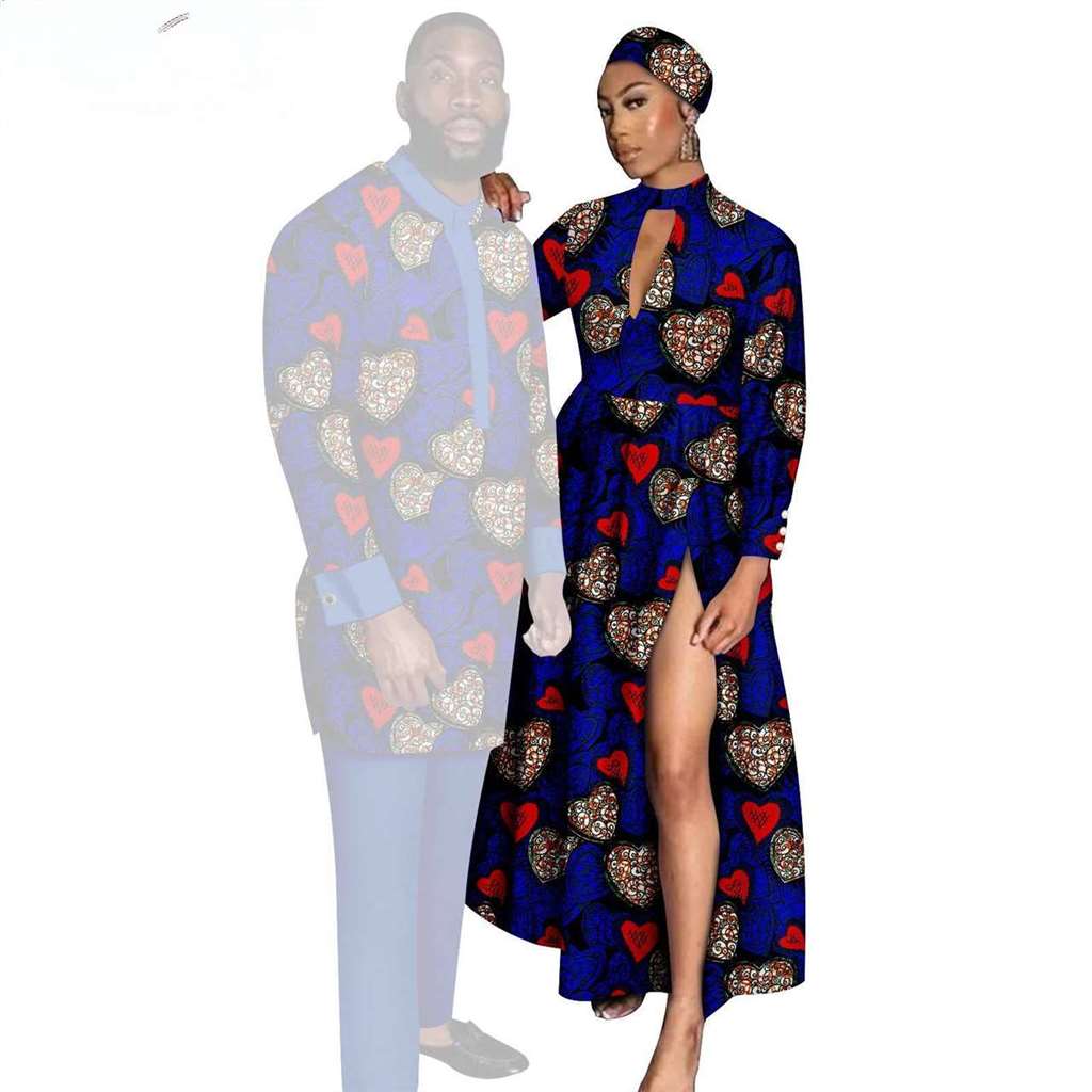 Couples African Print Dresses Women Clothes Match Men Sets CC004-3