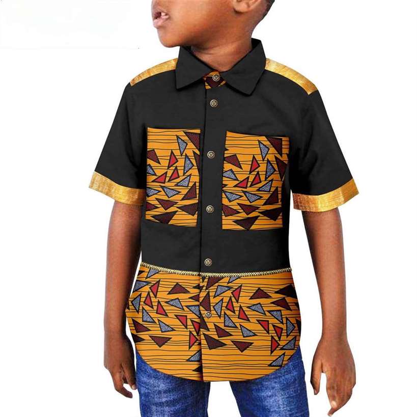 Dashiki Summer Boy Outfits Patchwork Print Top Shirt Outerwear