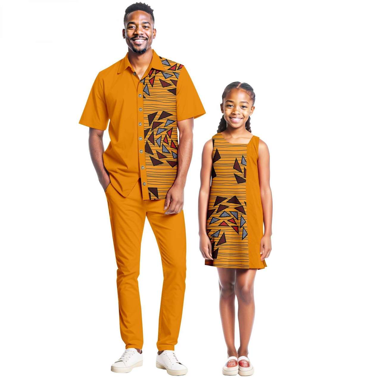 Men Ankara Outfits Matching Girls Print Dresses Family Clothes