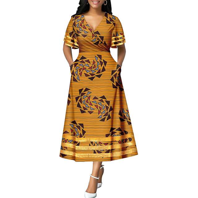 Women African Dresses Ankara Print Casual Straight Mini Dress Party