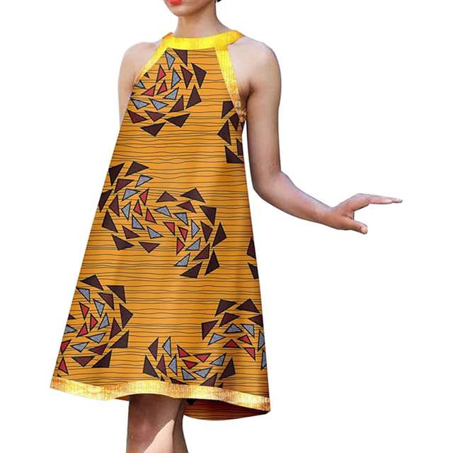 African Dresses Sleeveless Casual Straight Ankara Print Attire