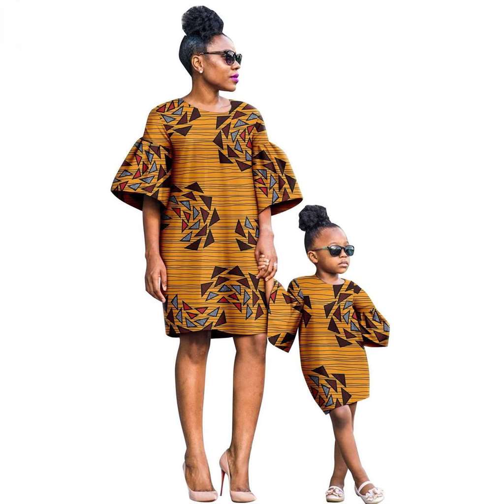 African Print Dresses for Women and Girls Sleeve Vestidos FM020-1