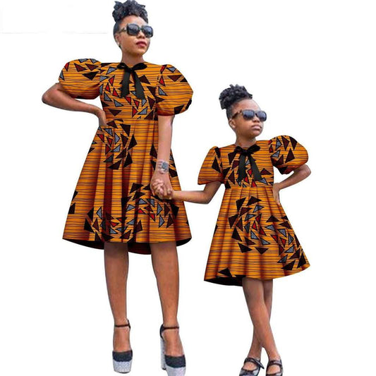 Family Clothes African Print Dresses for Women and Girls FM016-1