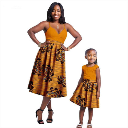 Print Dresses for Mother and Daughter Patchwork Dresses FM023-1