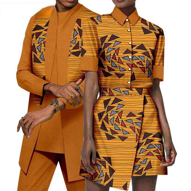 African Clothes Women Print Skirts Sets Men Suits