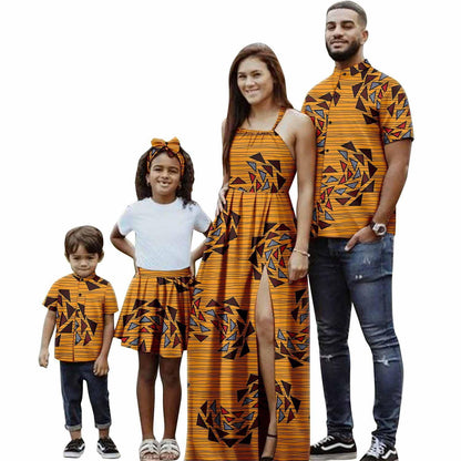 Family Clothes African Print Dresses Summer Outfits Men Shirt FM008-1