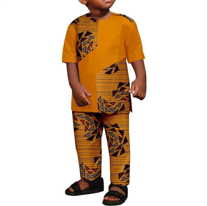 Summer Cotton Ankara Print Outfits for Boys | Top and Pant Sets