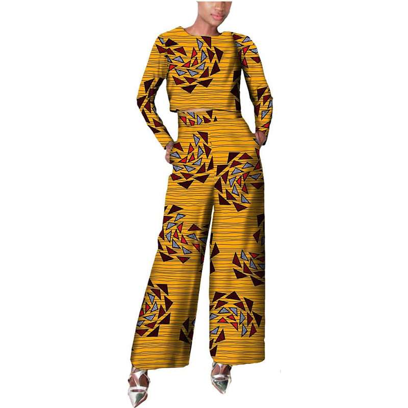 African Clothes Long Sleeve Shirt and Print Pants set