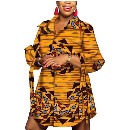 Women African Ankara Print Blouses Shirts Floral Formal Clothing