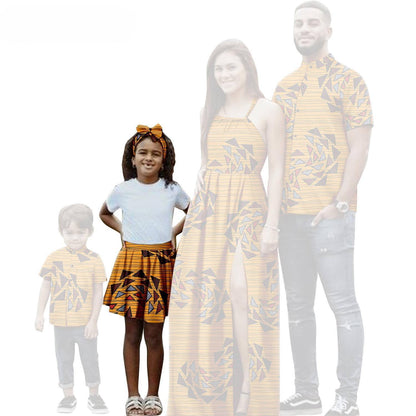 Family Clothes African Print Dresses Summer Outfits Men Shirt FM008-1