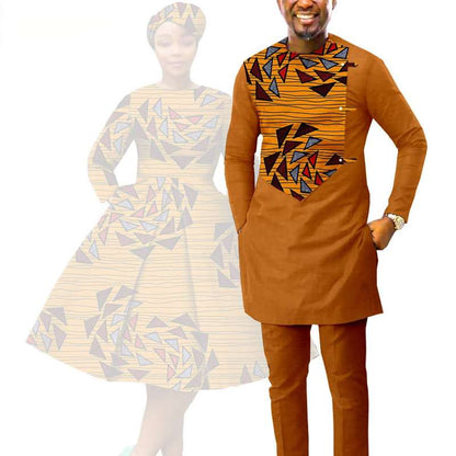 Couple Clothes African Print Dresses Match Outfits Men Sets