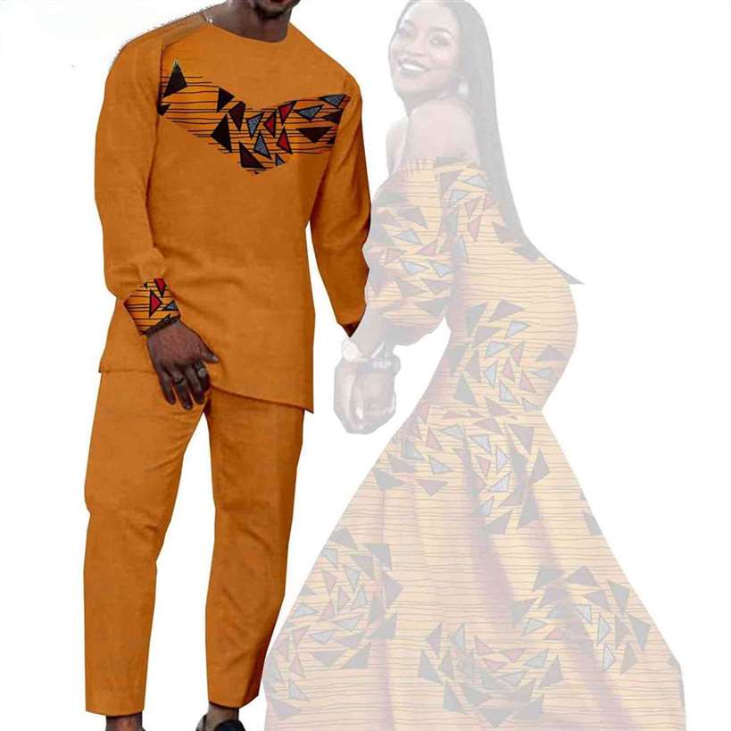 Couples African Dresses Women Print Long Match Men Sets CC005-1