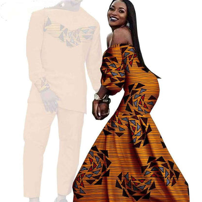 Couples African Dresses Women Print Long Match Men Sets CC005-1