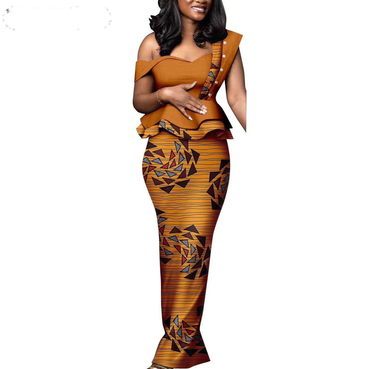 Couple Clothes African Print Women Dresses Wedding Men Sets CC030-1