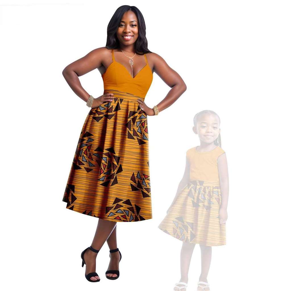 Print Dresses for Mother and Daughter Patchwork Dresses FM023-1