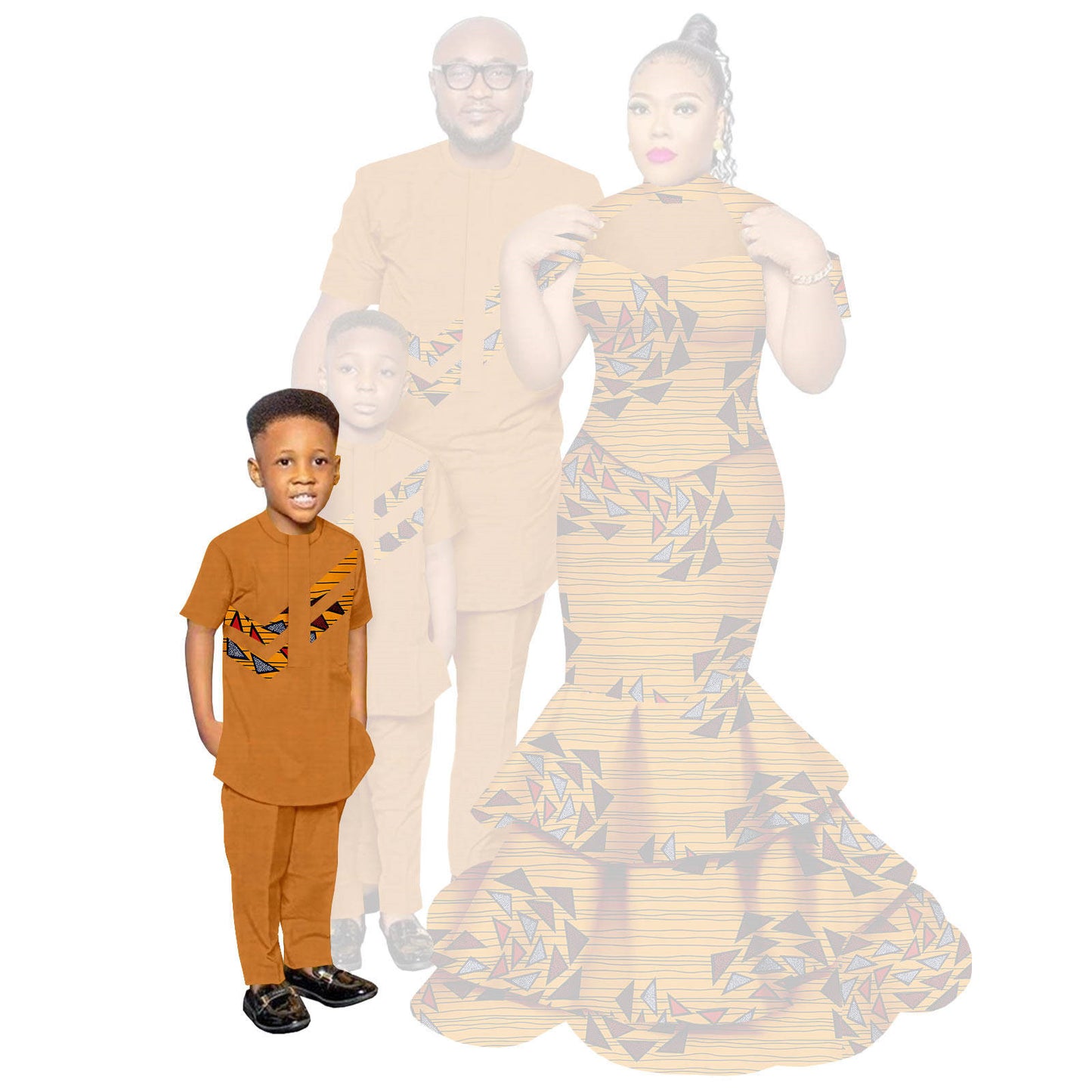 African Family Clothes Women Mermaid Dresses Men and Kids Sets