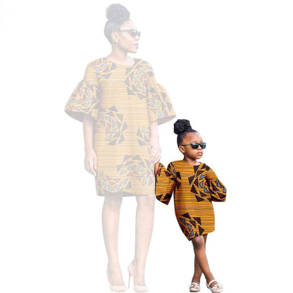 African Print Dresses for Women and Girls Sleeve Vestidos FM020-1