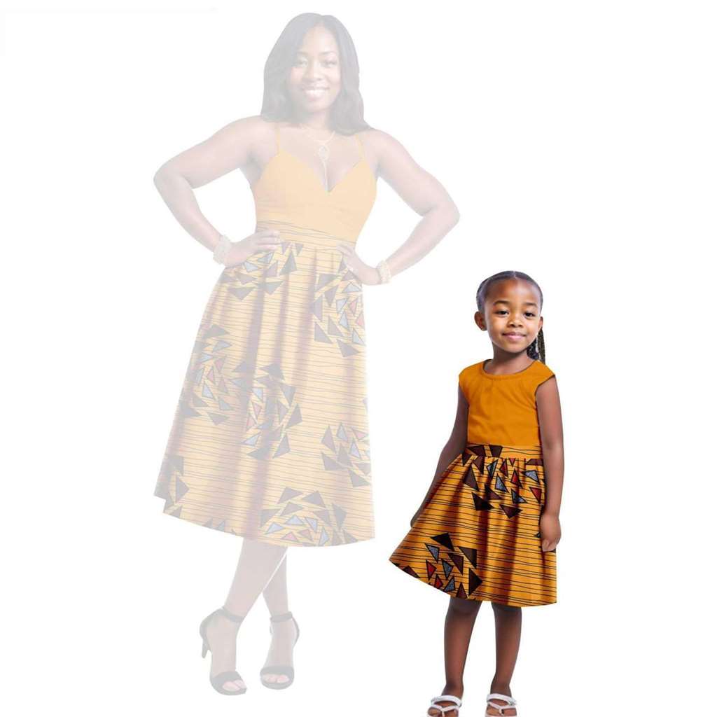 Print Dresses for Mother and Daughter Patchwork Dresses FM023-1