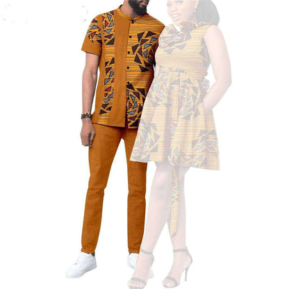 African Print Dresses for Women Couple Clothes Men Outfits CC038-1