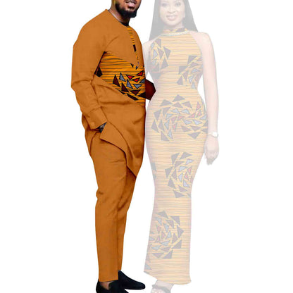 Couple African Dresses Women Matching Print Men's Sets CC031-1