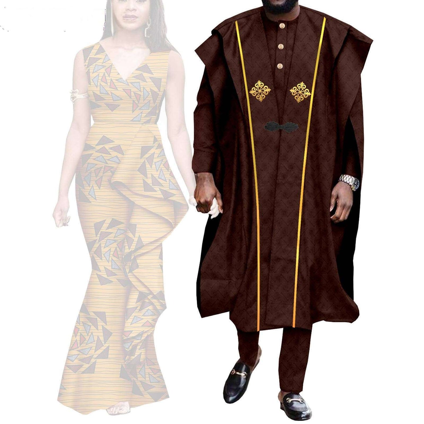 Couple Clothes African Print Women Dresses Men Outfits CC029-1