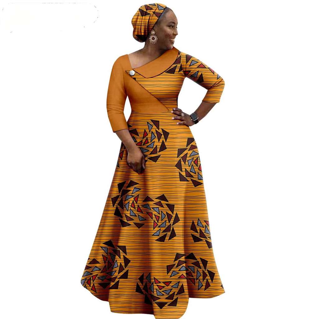 African Print Long Dresses for Women Match Men Robe Sets CC050